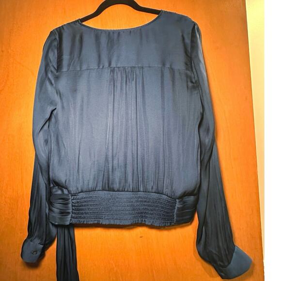 Banana Republic Smokey Blue Crepe faux 
Wrap Top Size M - Picture 4 of 4